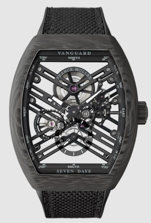 Franck Muller VANGUARD 7 DAYS POWER RESERVE SKELETON Replica Watch Cheap Price V45S6SQT CARBONNR